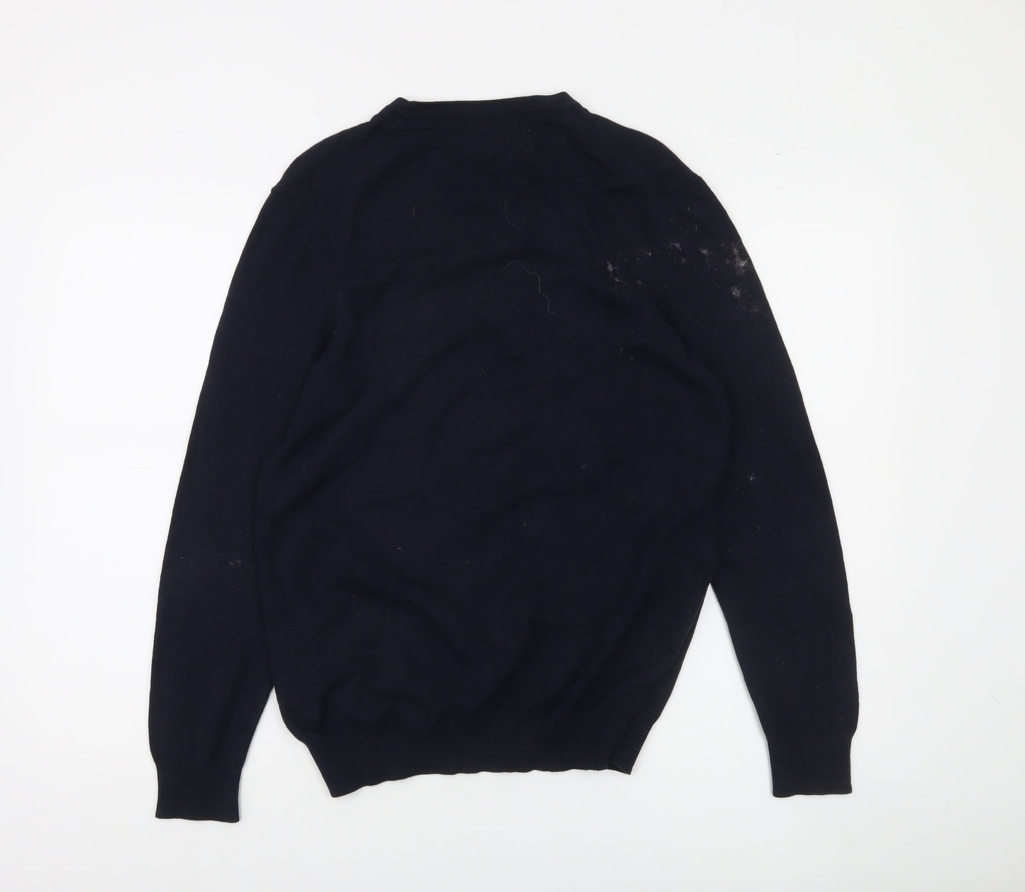 Lyle & Scott Men's Blue Cotton Wool Crew Neck Jumper Size L