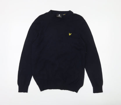 Lyle & Scott Men's Blue Cotton Wool Crew Neck Jumper Size L