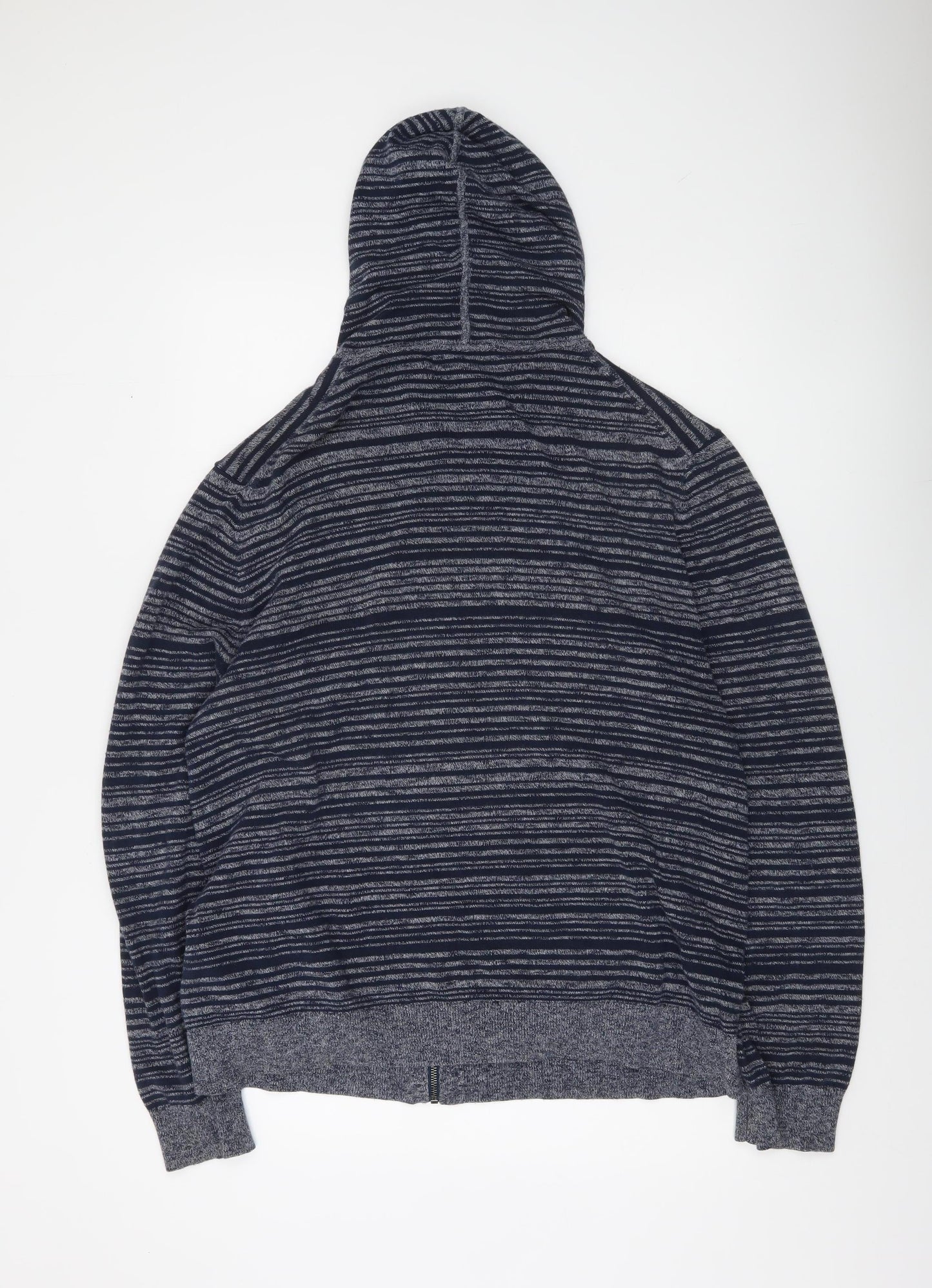 Michael Kors Men’s Blue Striped Cotton Full Zip Hooded Jumper 2XL