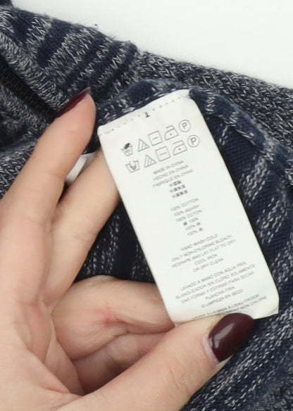 Michael Kors Men’s Blue Striped Cotton Full Zip Hooded Jumper 2XL