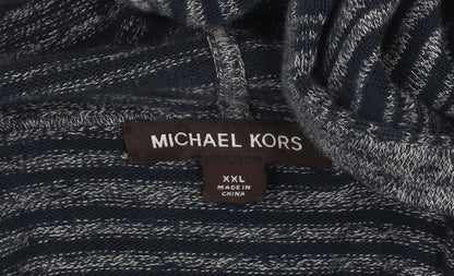 Michael Kors Men’s Blue Striped Cotton Full Zip Hooded Jumper 2XL