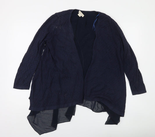 Monsoon Women Blue Open Knit Long Sleeve Cardigan UK 8