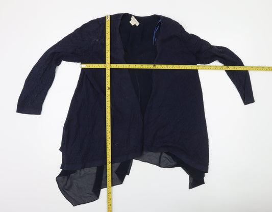 Monsoon Women Blue Open Knit Long Sleeve Cardigan UK 8