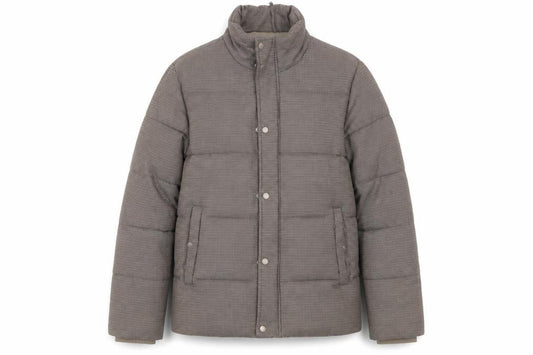 Topman Men's Brown Houndstooth Puffer Jacket Size S Regular Fit