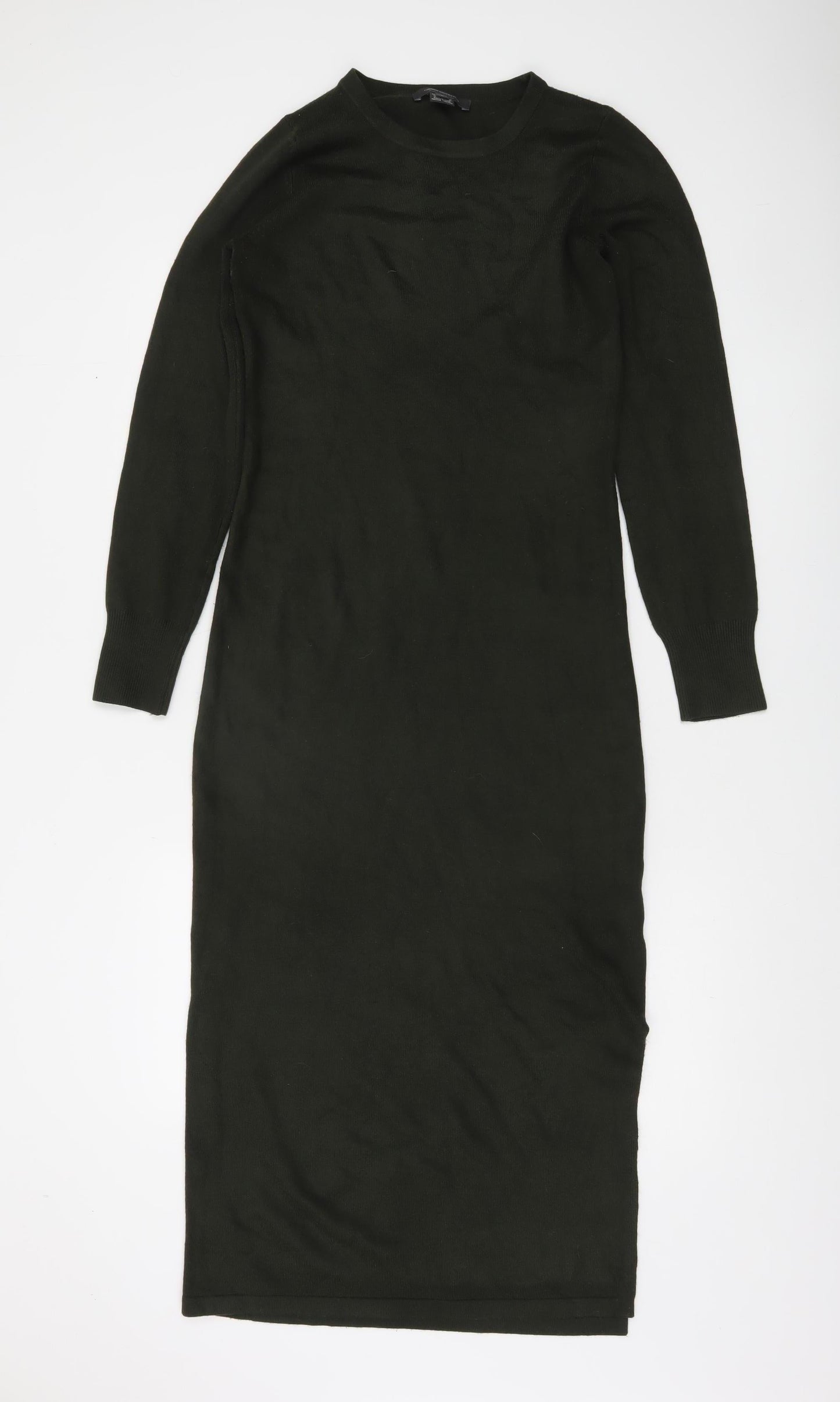 French Connection Women's Green Long Sleeve Midi Bodycon Dress L