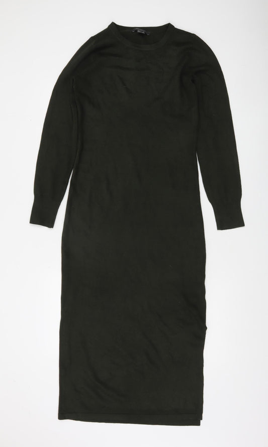 French Connection Women's Green Long Sleeve Midi Bodycon Dress L