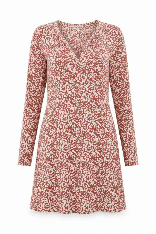 Topshop Women Brown Geometric A-Line Knit Dress Size 12