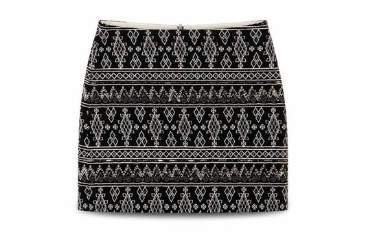 Atmosphere Womens Black Geometric Sequin Pencil Mini Skirt Size 8
