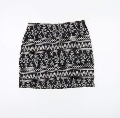 Atmosphere Womens Black Geometric Sequin Pencil Mini Skirt Size 8