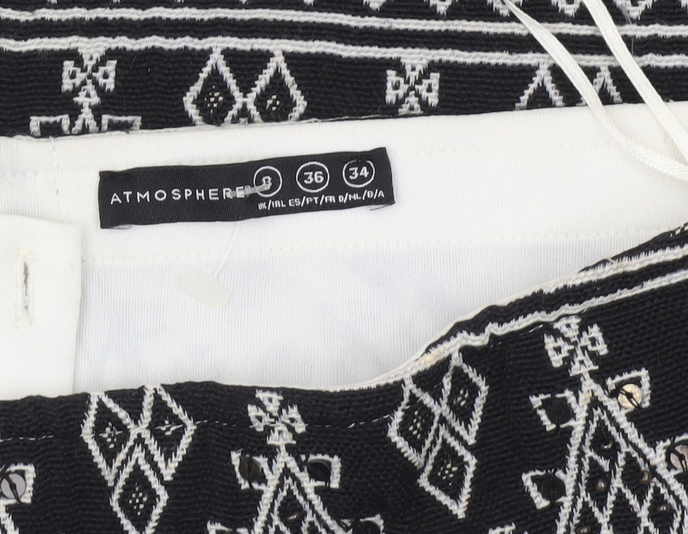 Atmosphere Womens Black Geometric Sequin Pencil Mini Skirt Size 8