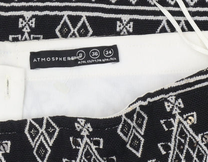 Atmosphere Womens Black Geometric Sequin Pencil Mini Skirt Size 8