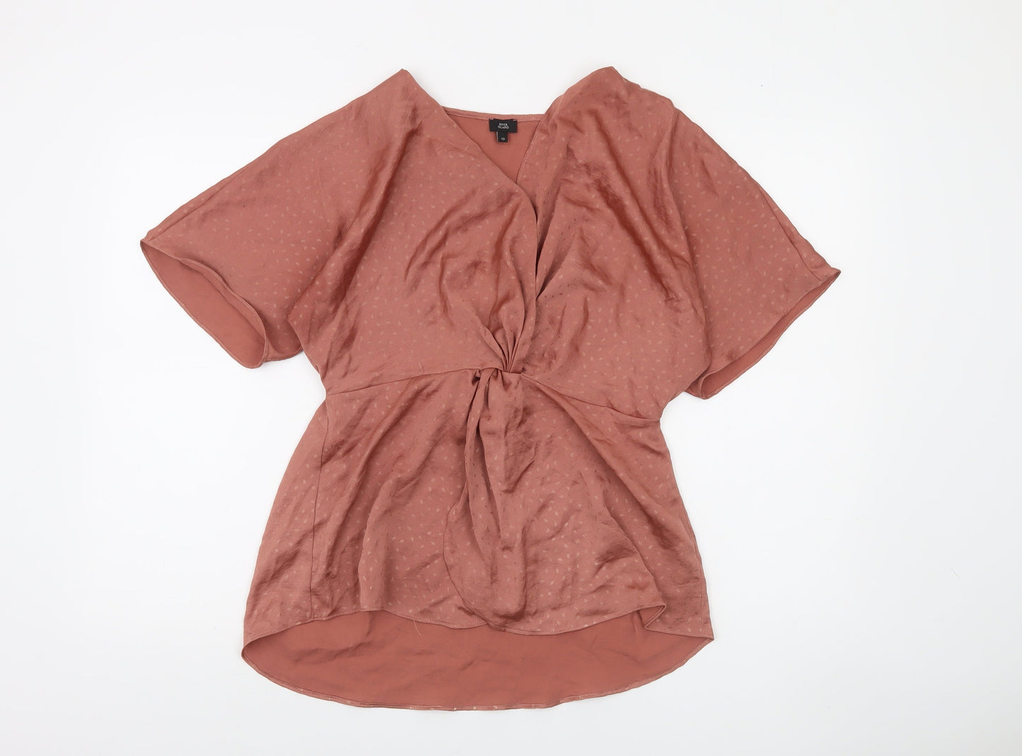 River Island Women’s Brown Wrap Blouse Size 10 Short Sleeve