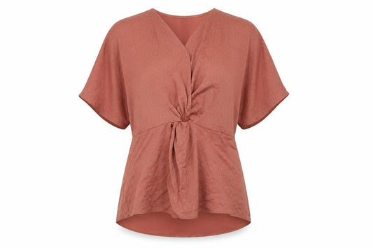 River Island Women’s Brown Wrap Blouse Size 10 Short Sleeve