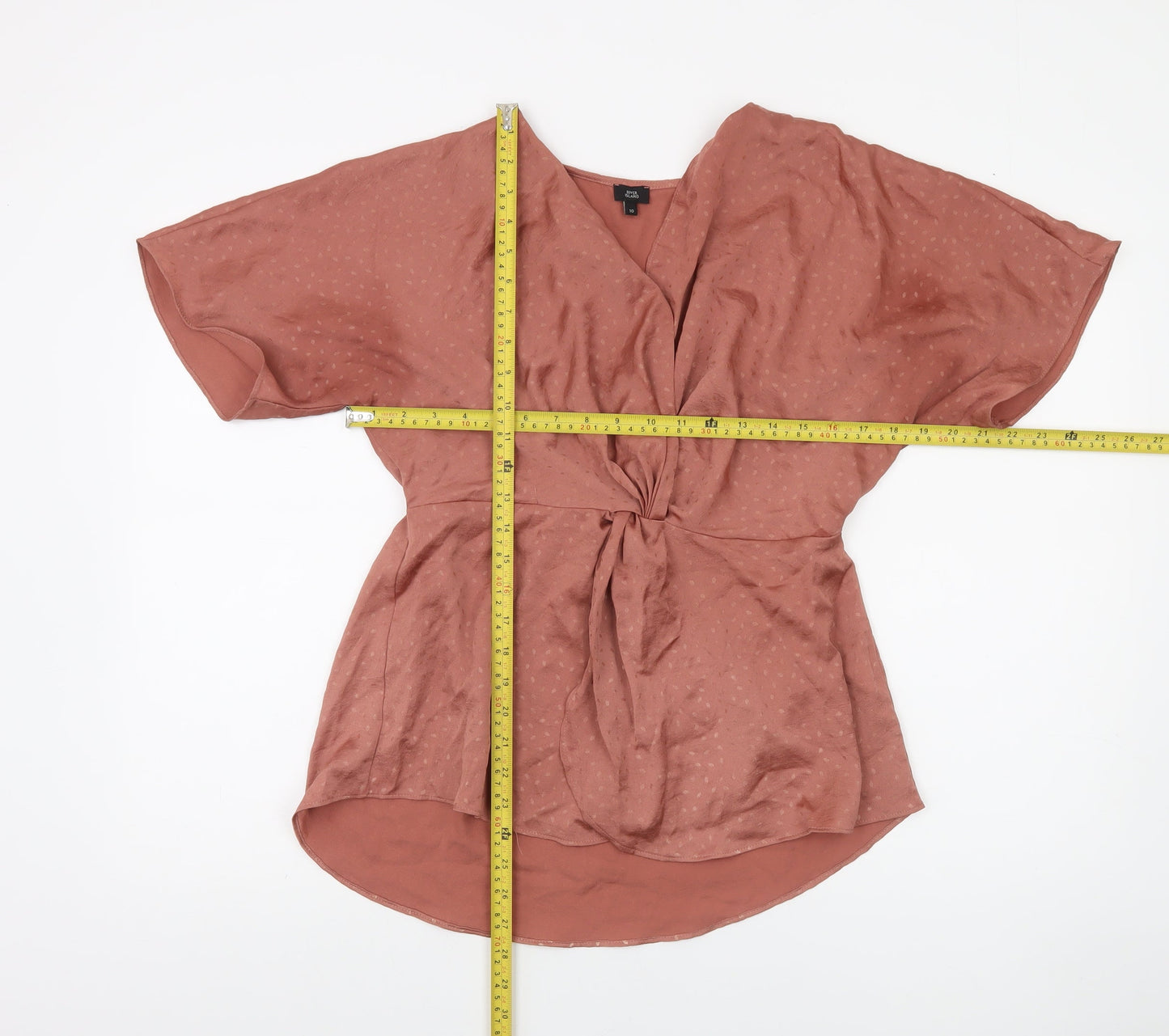 River Island Women’s Brown Wrap Blouse Size 10 Short Sleeve