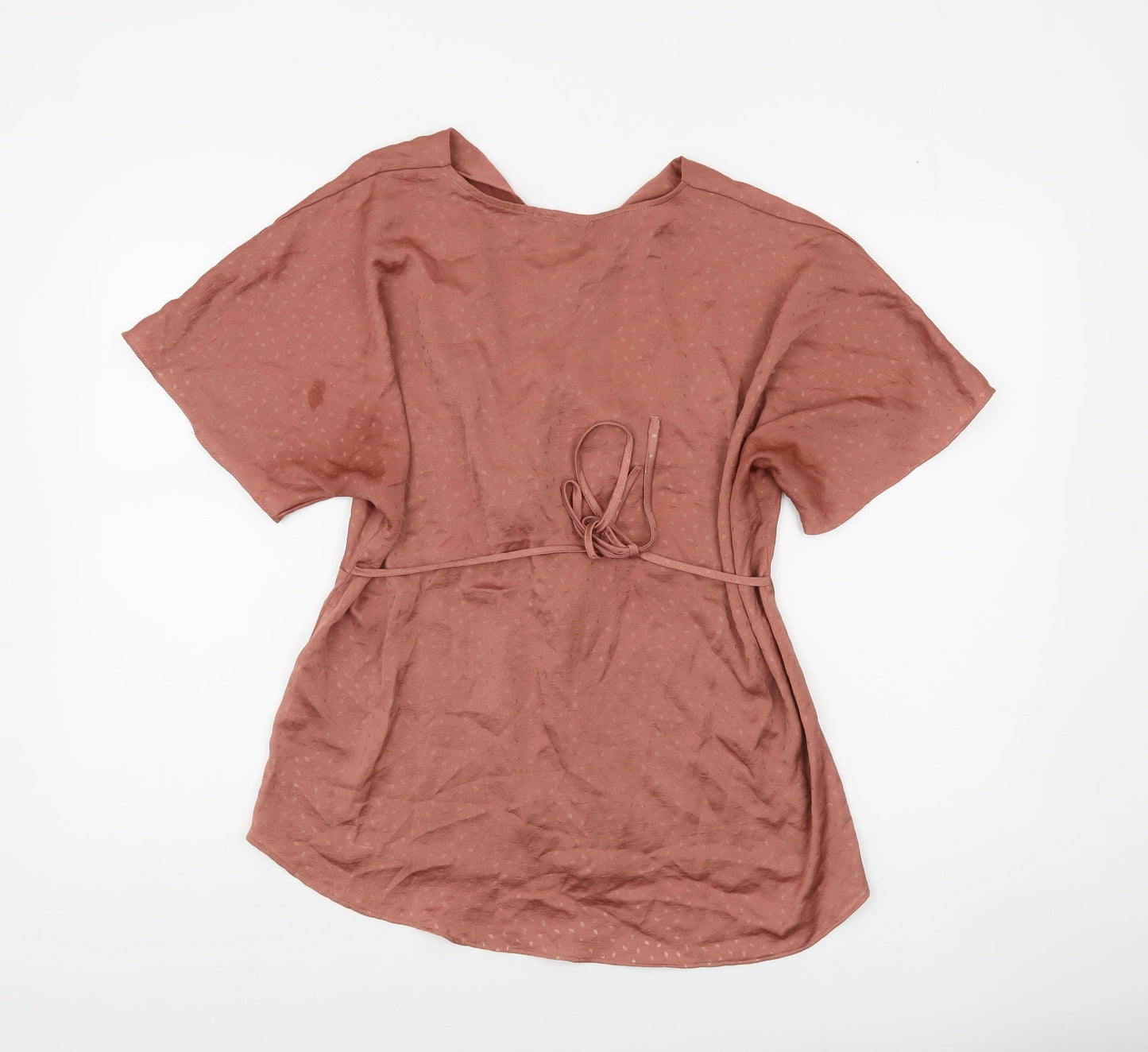 River Island Women’s Brown Wrap Blouse Size 10 Short Sleeve