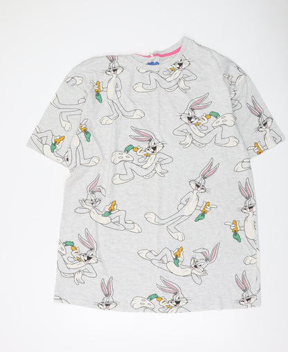 Warner Bros Women Grey Bugs Bunny Nightshirt L Cotton Blend