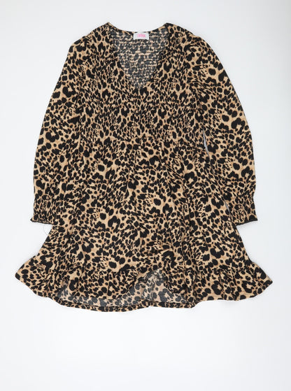 Savida Women Beige Leopard Print A-Line Dress Size 12