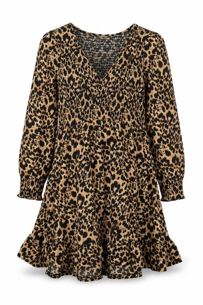 Savida Women Beige Leopard Print A-Line Dress Size 12