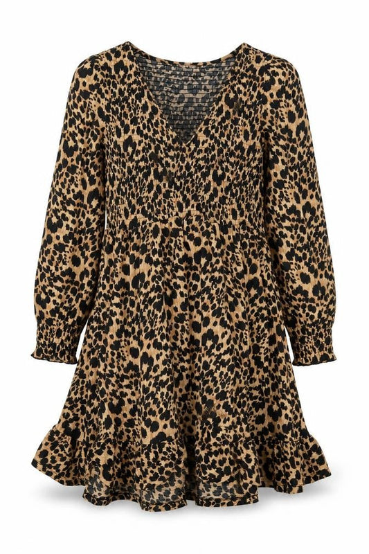 Savida Women Beige Leopard Print A-Line Dress Size 12