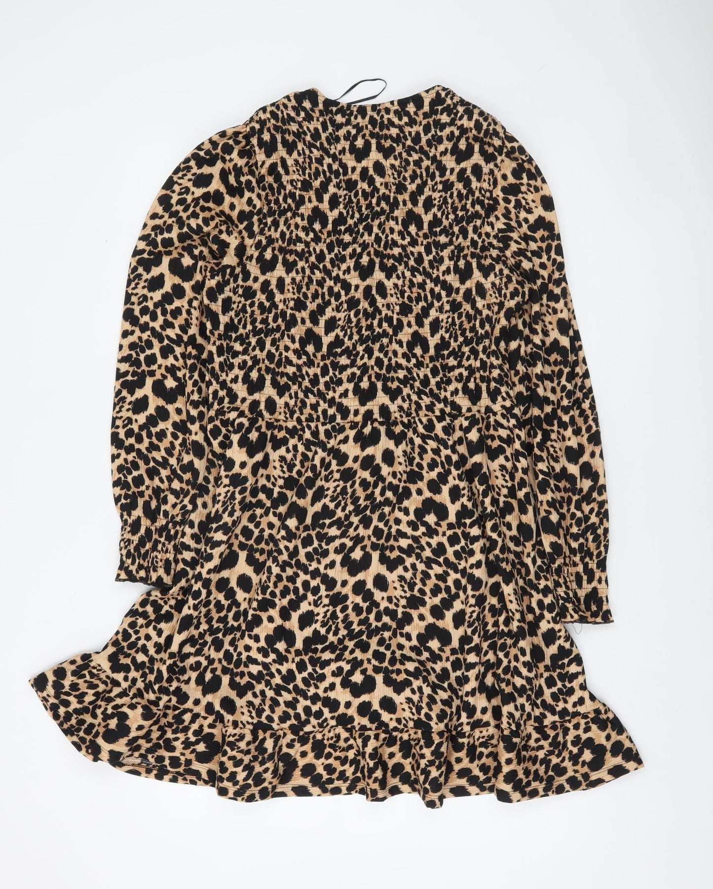 Savida Women Beige Leopard Print A-Line Dress Size 12