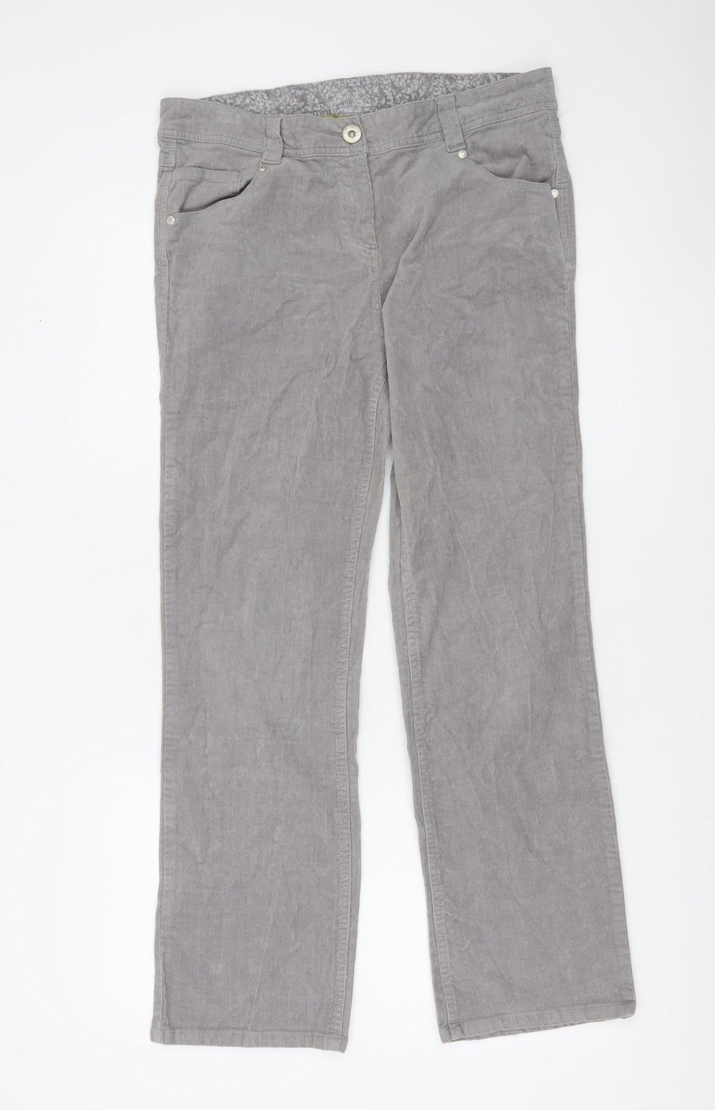 TU Women Grey Straight Corduroy Trousers 14S Cotton Blend