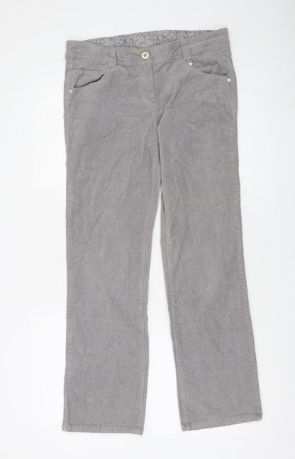 TU Women Grey Straight Corduroy Trousers 14S Cotton Blend