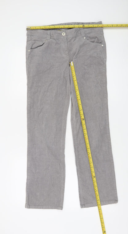 TU Women Grey Straight Corduroy Trousers 14S Cotton Blend