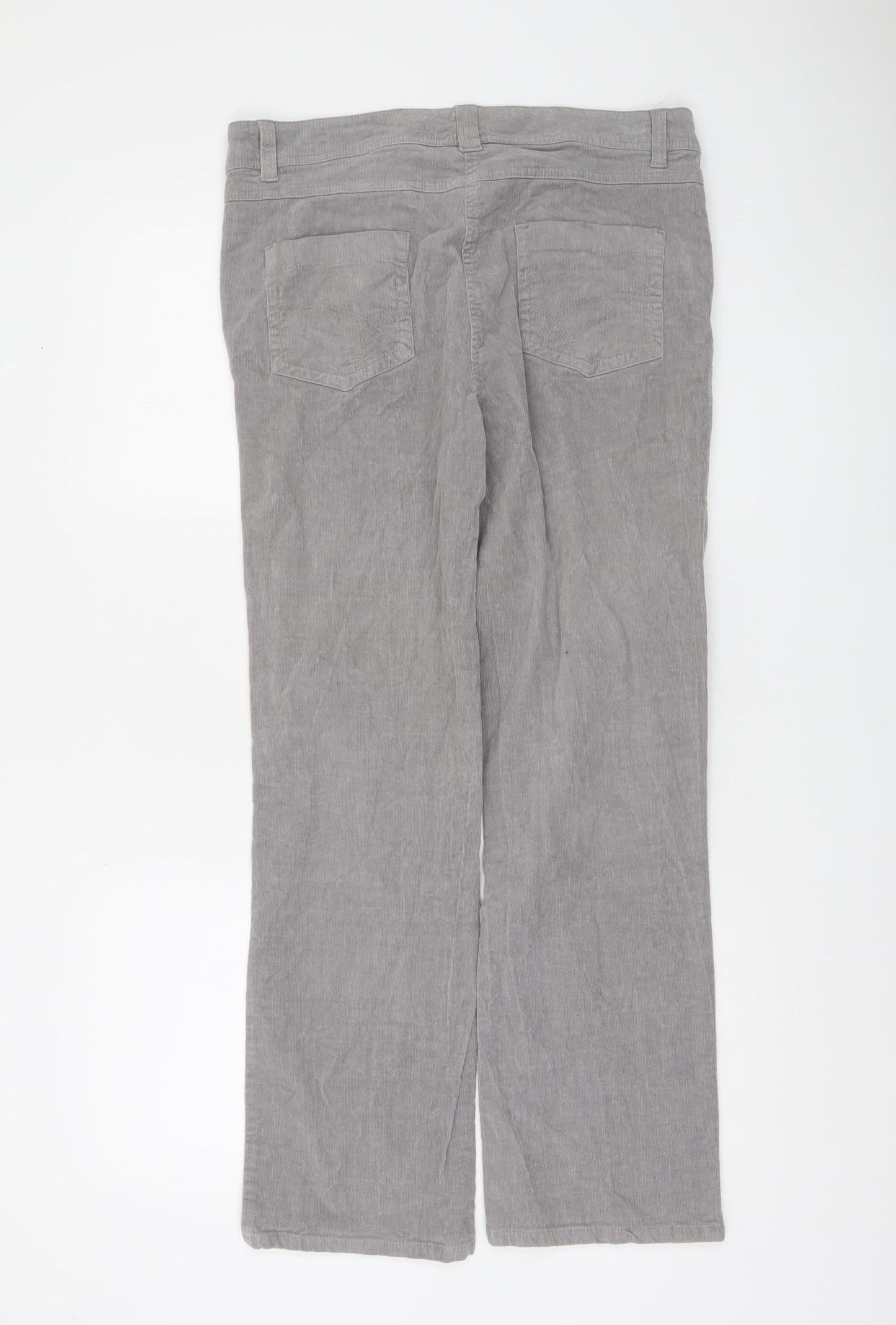 TU Women Grey Straight Corduroy Trousers 14S Cotton Blend
