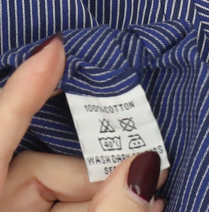 Peter Werth Men’s Blue Striped Cotton Long Sleeve Button-Up Shirt 15.5