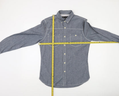 Topman Men's Blue Cotton Button-Up Shirt UK M Long Sleeve Casual