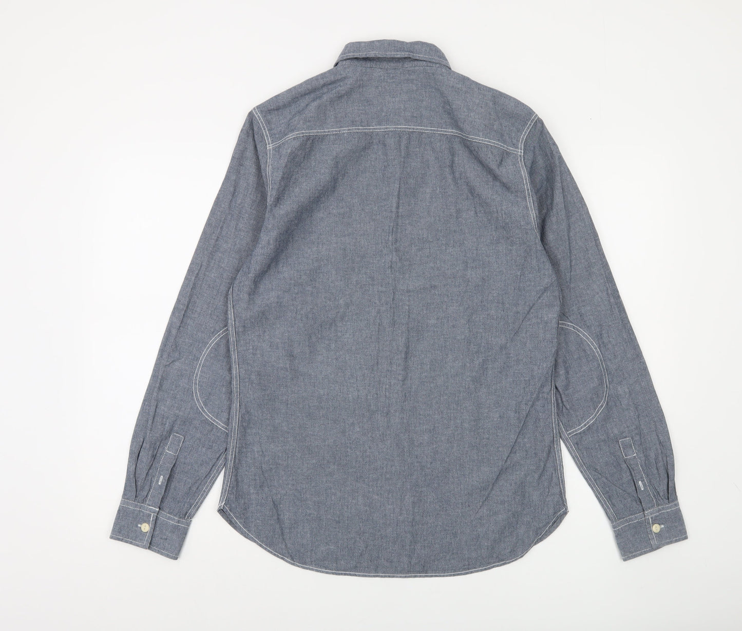 Topman Men's Blue Cotton Button-Up Shirt UK M Long Sleeve Casual