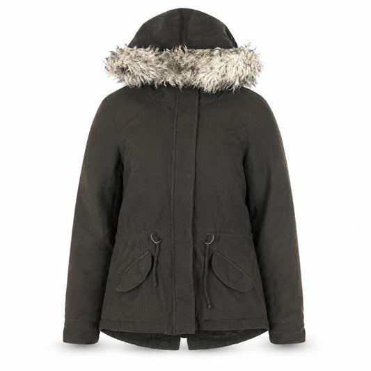 ONLY Women's Green Faux Fur Hooded Parka Jacket Size S