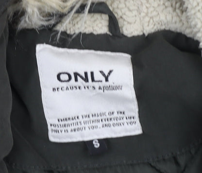 ONLY Women's Green Faux Fur Hooded Parka Jacket Size S