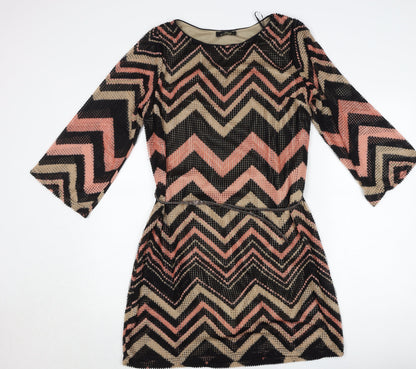 Le Vertige Women’s Multicoloured Chevron Mini Bodycon Dress Size 12
