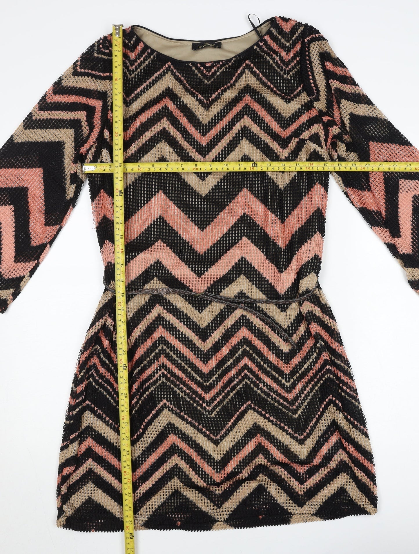 Le Vertige Women’s Multicoloured Chevron Mini Bodycon Dress Size 12