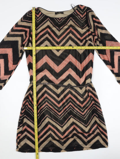 Le Vertige Women’s Multicoloured Chevron Mini Bodycon Dress Size 12