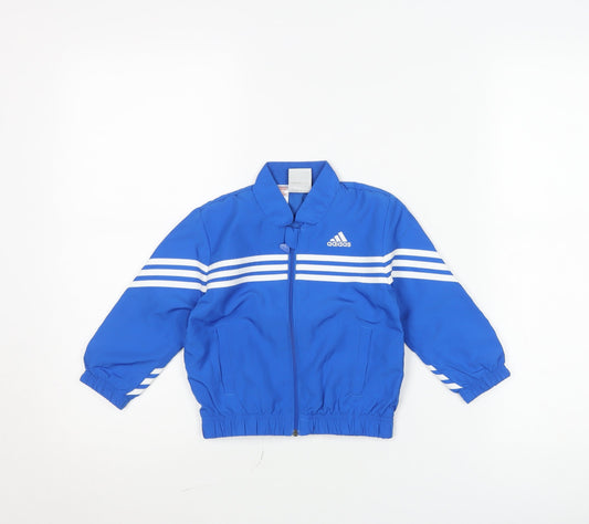 Adidas Boys Blue Track Jacket 12-18 Months Full Zip Sportswear