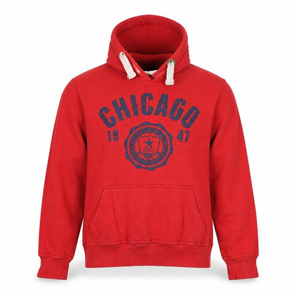 CargoQuay Men’s Red Chicago Pullover Hoodie L Fleece Graphic Print