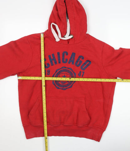 CargoQuay Men’s Red Chicago Pullover Hoodie L Fleece Graphic Print