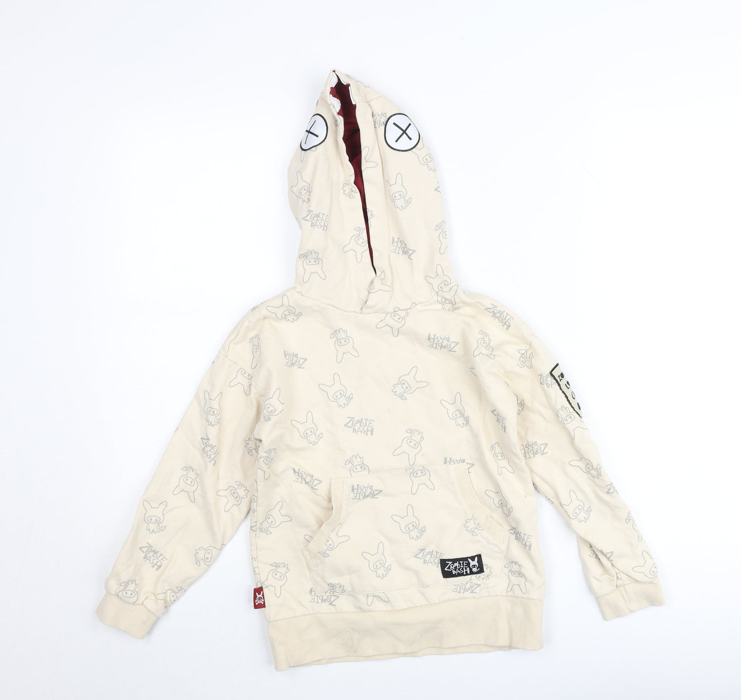 Zombie Dash Boys Beige Graphic Pullover Hoodie 9 Years