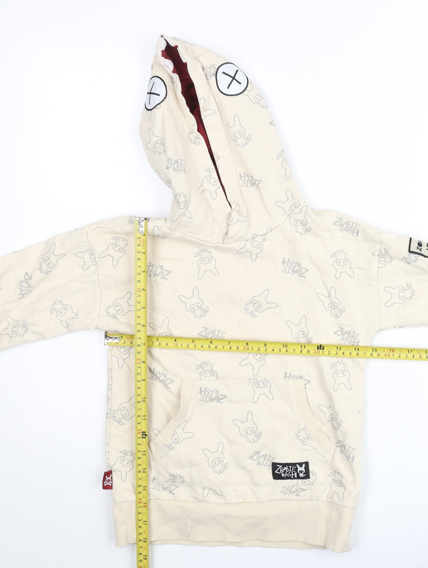 Zombie Dash Boys Beige Graphic Pullover Hoodie 9 Years