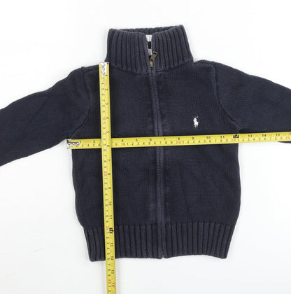 Ralph Lauren Boys Blue Cotton Full Zip Knit Jacket 4 Plus