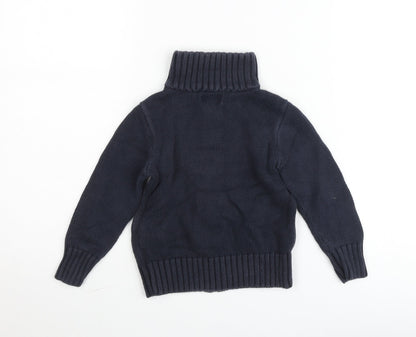 Ralph Lauren Boys Blue Cotton Full Zip Knit Jacket 4 Plus