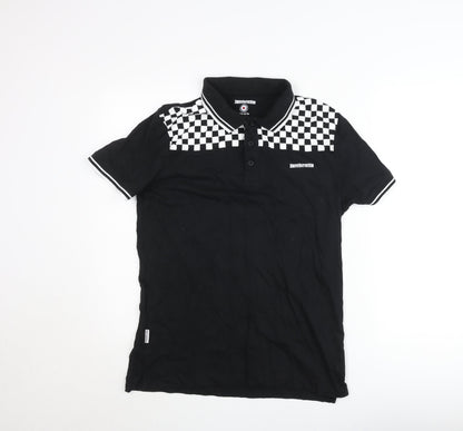Lambretta Men's Black Check Retro Polo Shirt Small