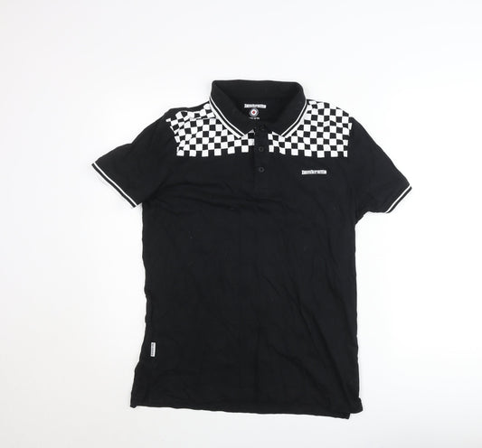 Lambretta Men's Black Check Retro Polo Shirt Small