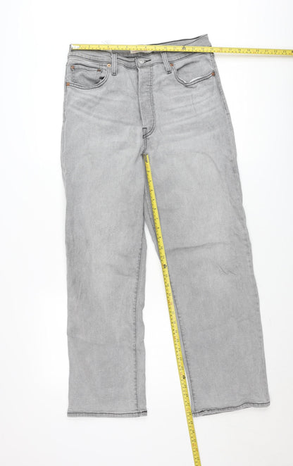 Levi's Women Grey Ribcage Straight Ankle Jeans Size 31 High Rise Denim
