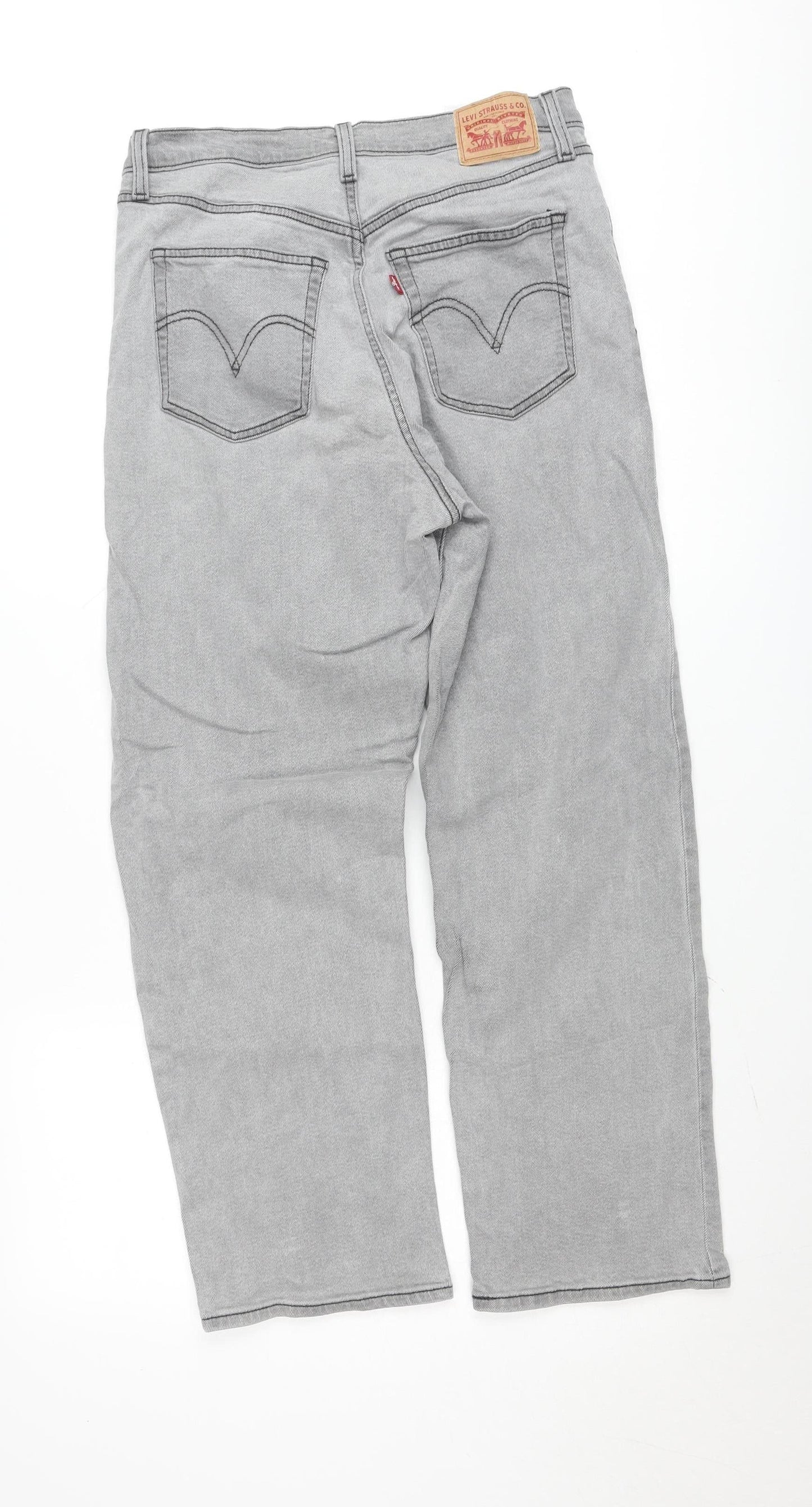 Levi's Women Grey Ribcage Straight Ankle Jeans Size 31 High Rise Denim