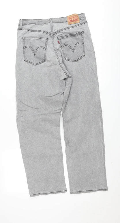 Levi's Women Grey Ribcage Straight Ankle Jeans Size 31 High Rise Denim
