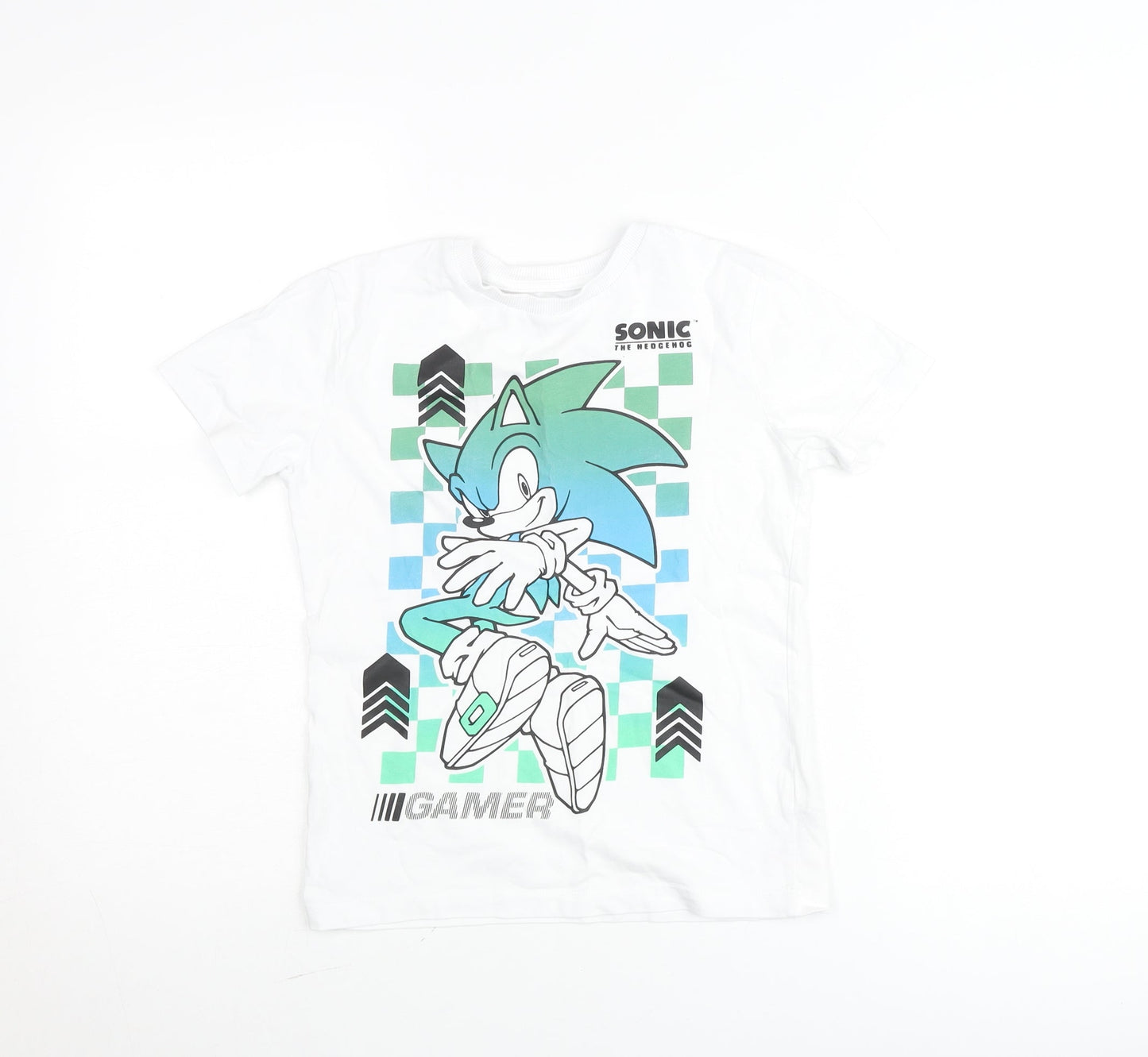 Sega Boys White Sonic The Hedgehog Graphic Gamer T-Shirt 6-7 Years