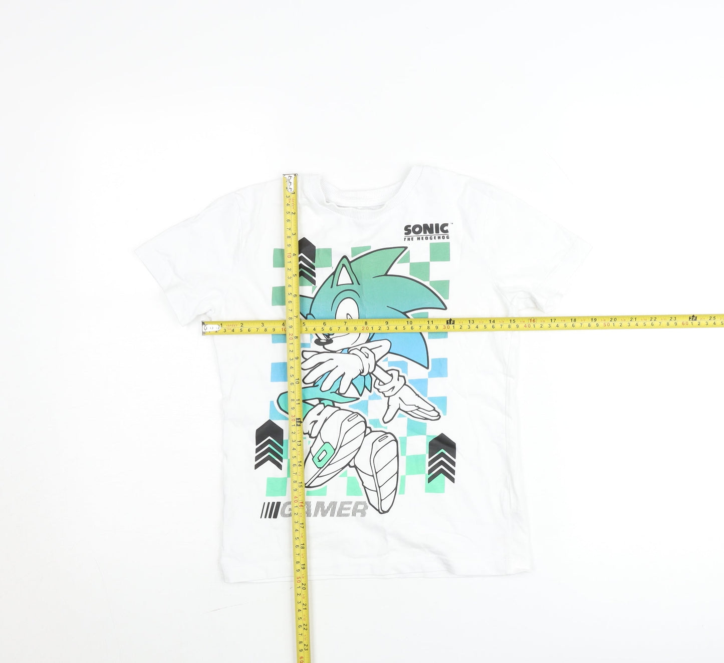 Sega Boys White Sonic The Hedgehog Graphic Gamer T-Shirt 6-7 Years
